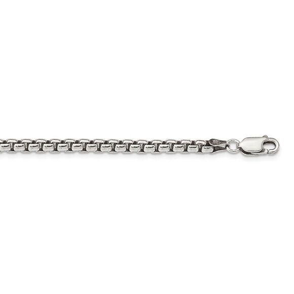 3.6mm Sterling Silver Antiqued Solid Round Box Chain Necklace 30 Inch